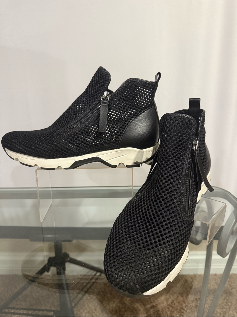 Women's Black Knit Zip-Front Slip-On Sneakers
